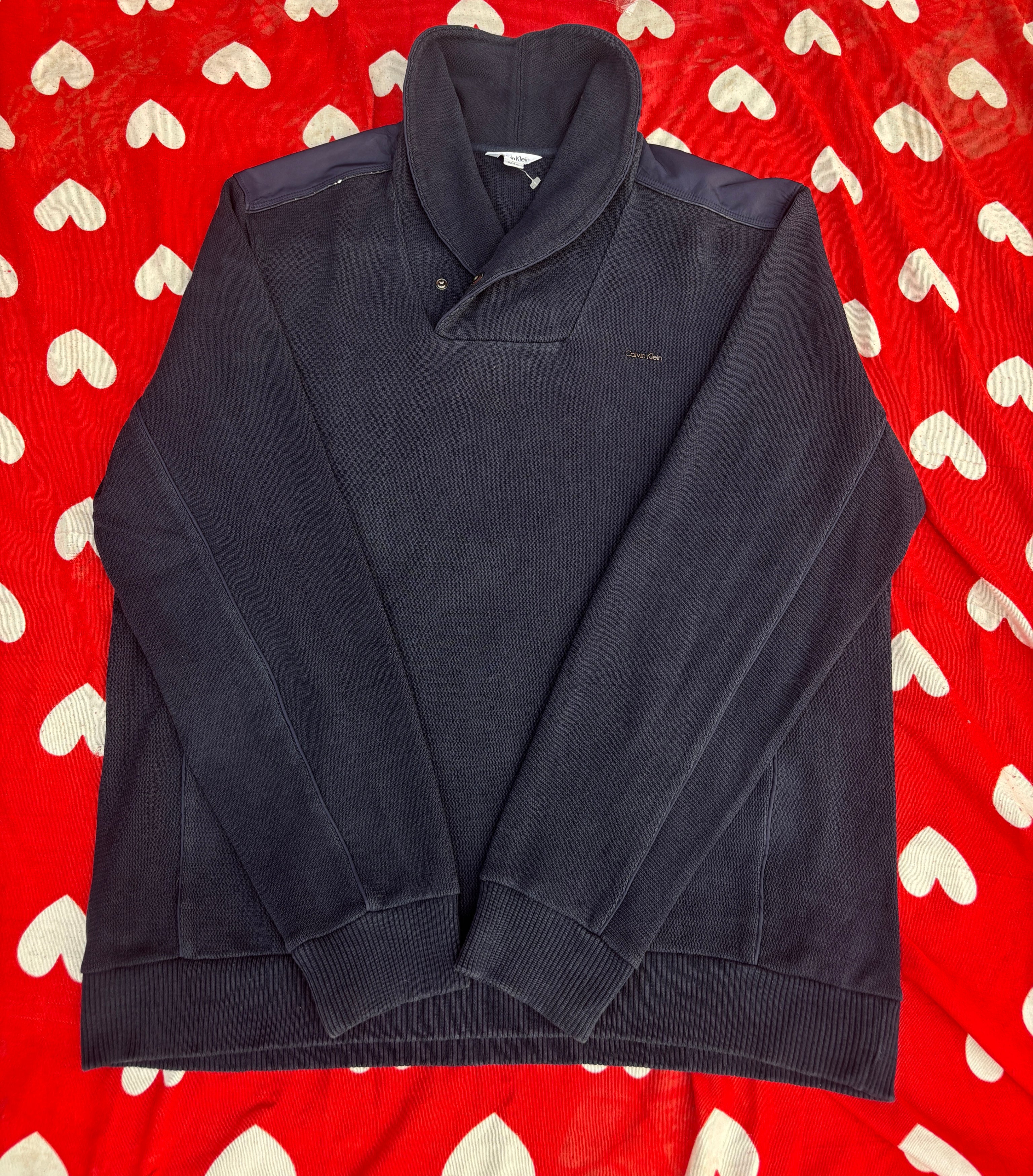 CALVIN KLEIN men's navy shawl collar