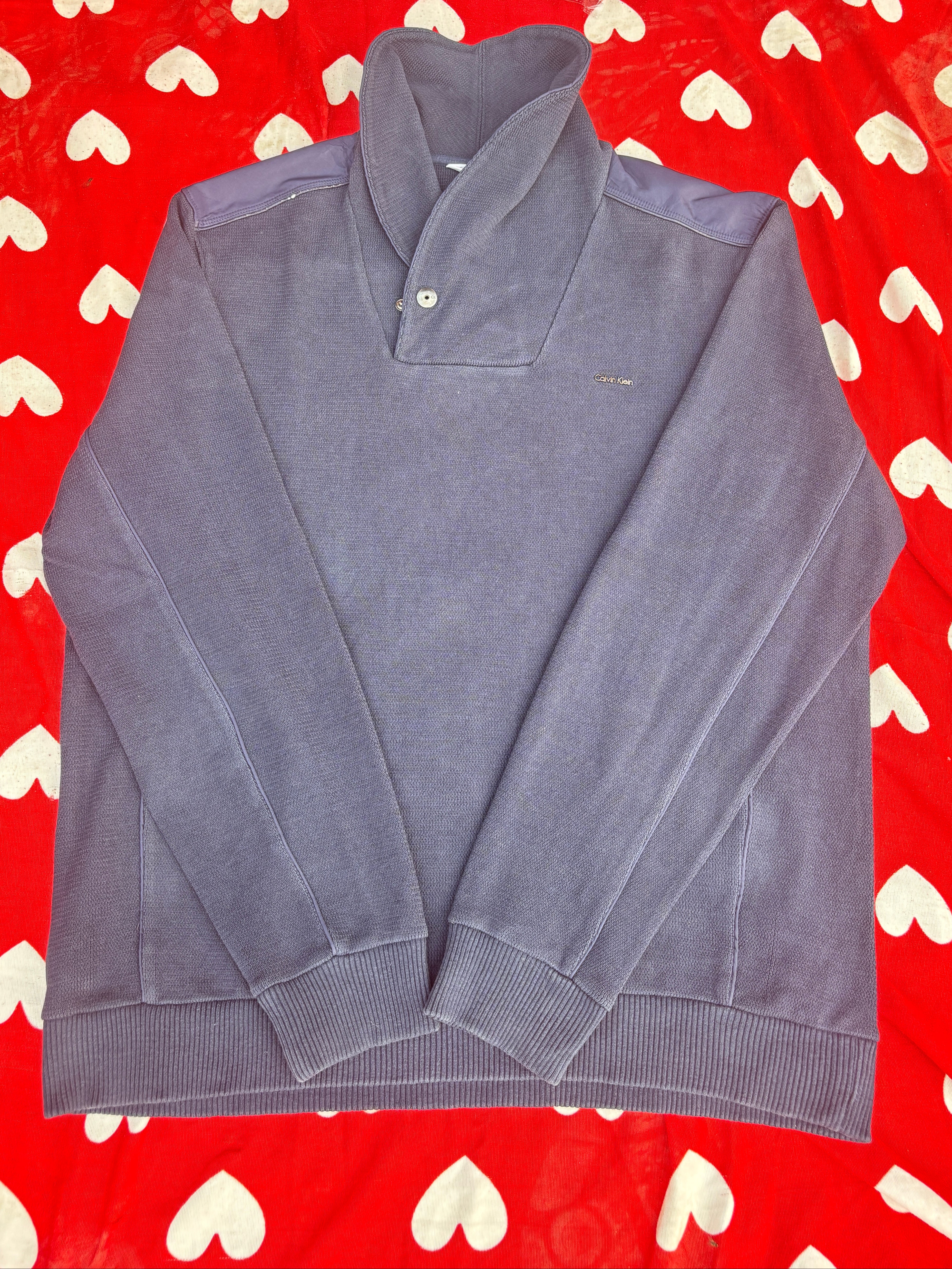 CALVIN KLEIN men's navy shawl collar