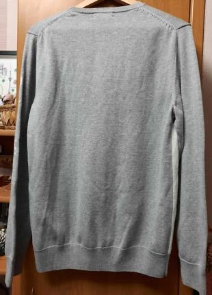 CALVIN KLEIN grey crewneck sweater with striped pattern