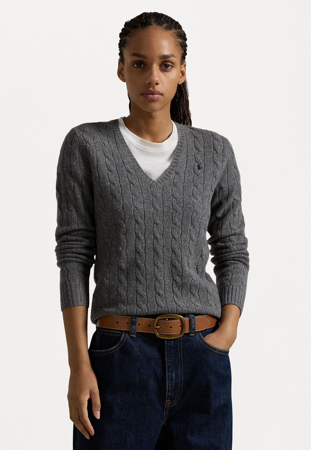 Relaxed Fit Cable Cashmere Jumper