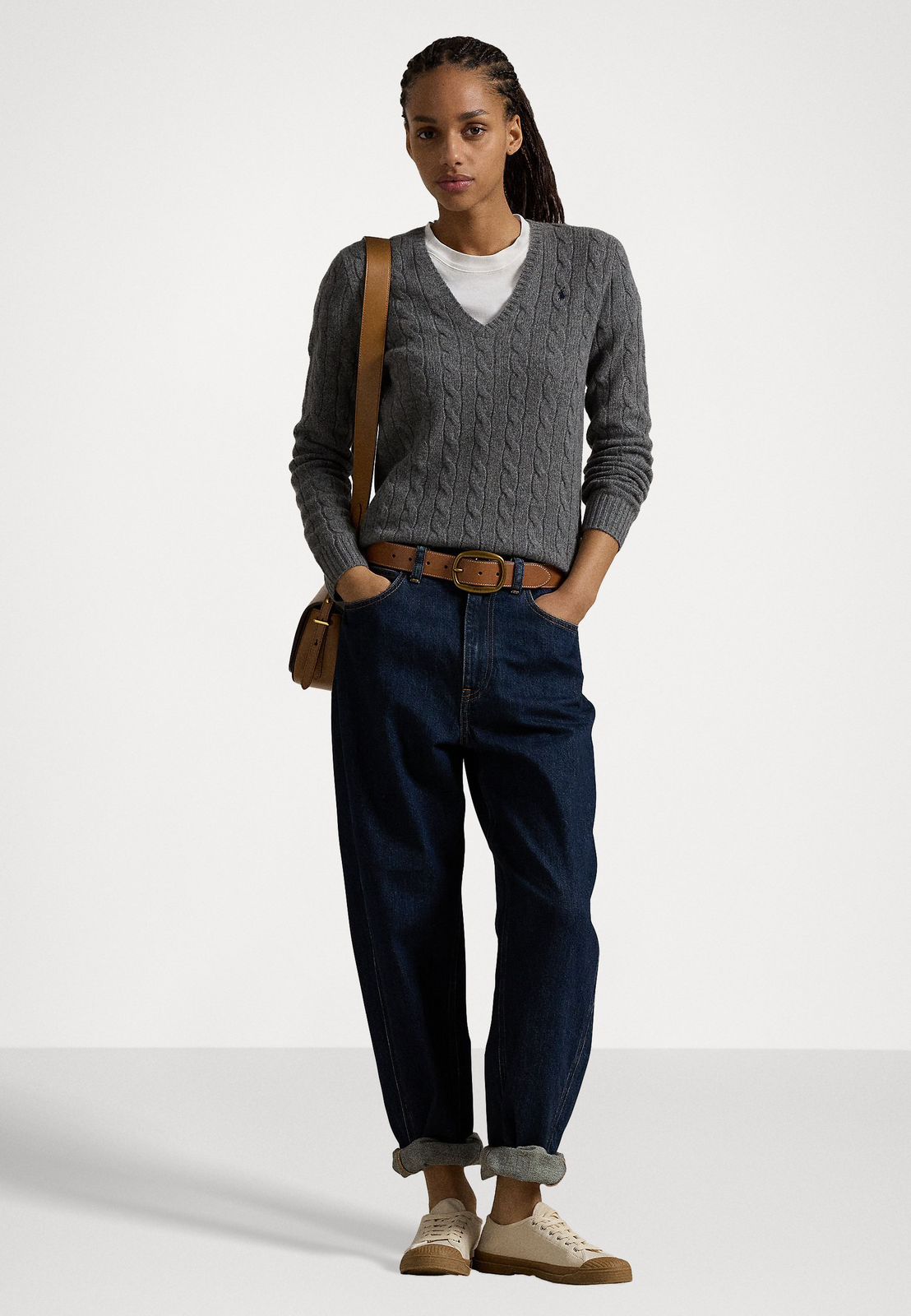 Relaxed Fit Cable Cashmere Jumper