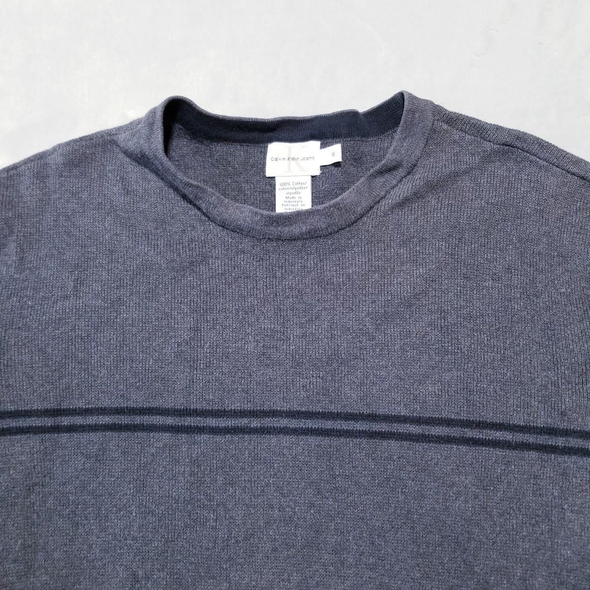 Calvin Klein Sweater Knit Gray Stripe