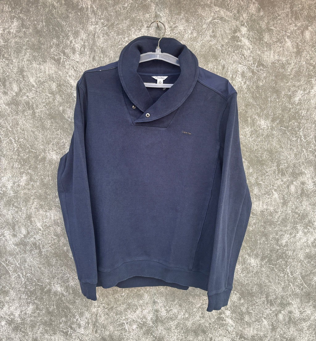 CALVIN KLEIN men's navy shawl collar