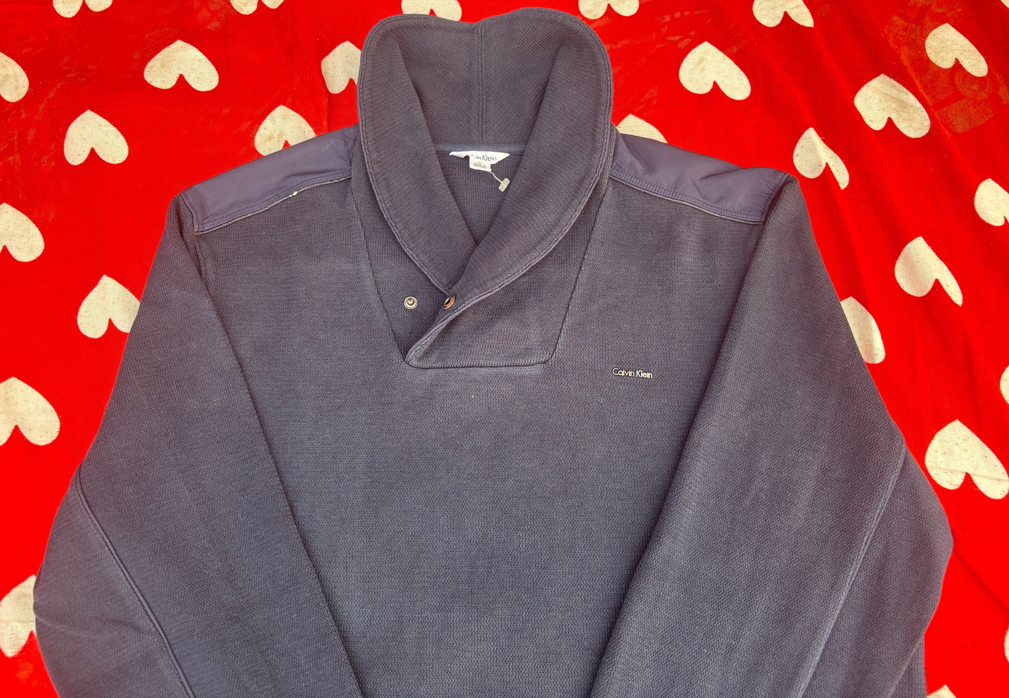 CALVIN KLEIN men's navy shawl collar