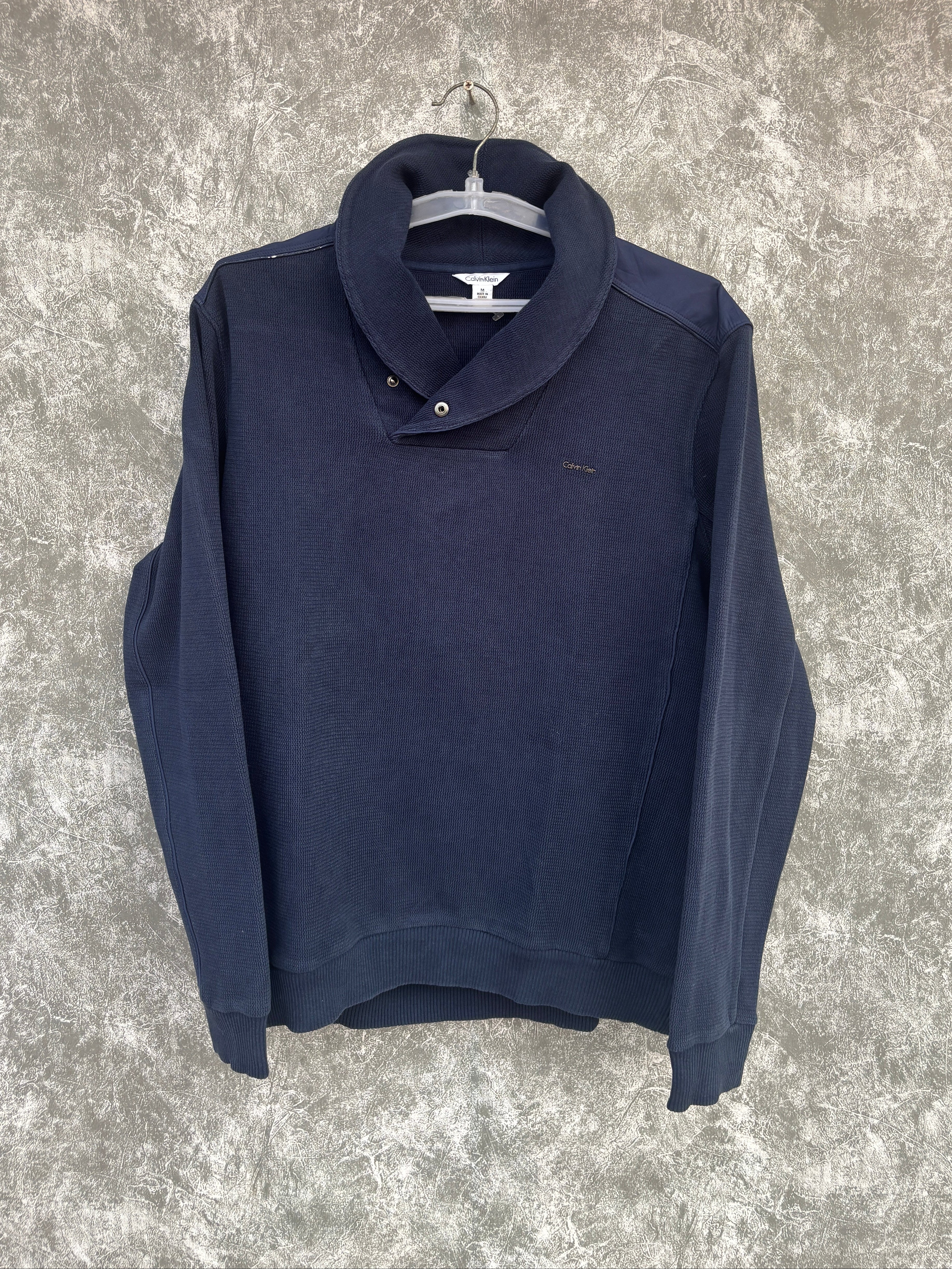 CALVIN KLEIN men's navy shawl collar