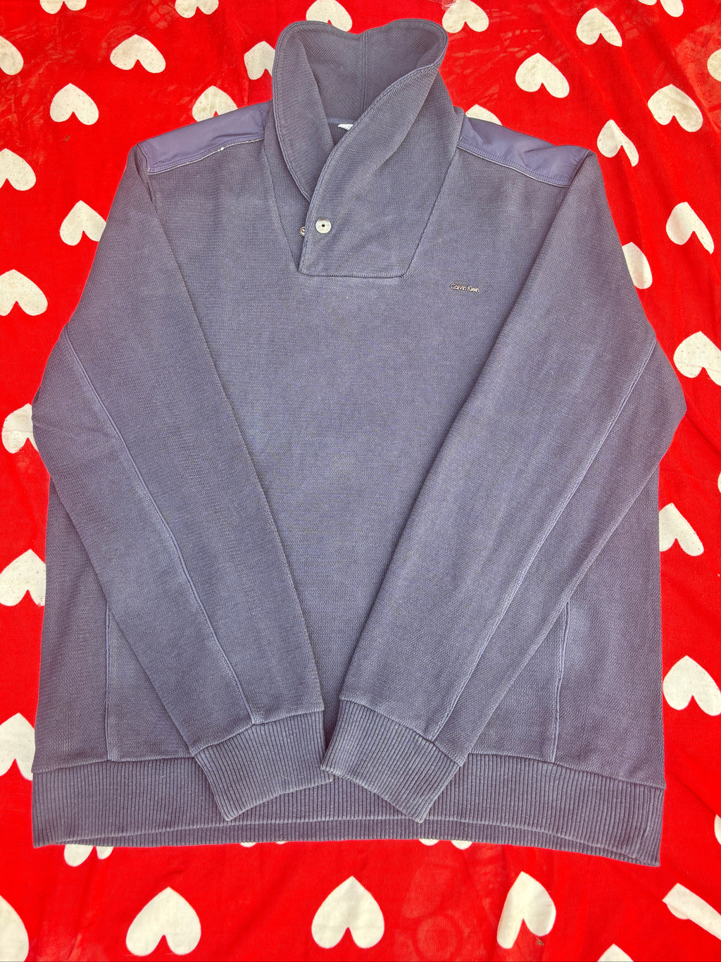 CALVIN KLEIN men's navy shawl collar